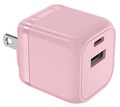 FUSB-ACG302UCPK PD対応 GaN搭載Type-C＆Aポート AC充電器30W パステルピンク