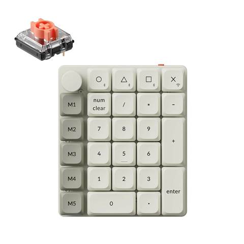 K0M-M6 Keychron K0 Max QMKワイヤレスカスタムテンキー - RGBバックライト - レトロ / KeychronロープロファイルSilent（静音）（ホットスワップ）赤軸