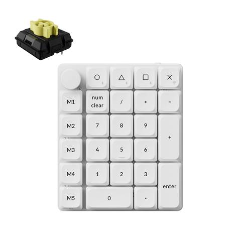K0M-QZ4 Keychron K0 Max QMKワイヤレスカスタムテンキー - RGBバックライト - ホワイト / Keychron Milk POMロープロファイルメカニカルスイッチ（ホットスワップ）バナナ軸
