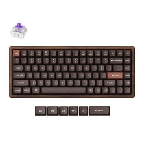 K2H-F1W-US Keychron K2 HE マグネットスイッチ搭載 ワイヤレス・カスタムキーボード・オールウッドスペシャルエディション - RGB - US配列（テンキーレス）Gateron ダブルレール・マグネティックスイッチ Nebula（ホットスワップ）