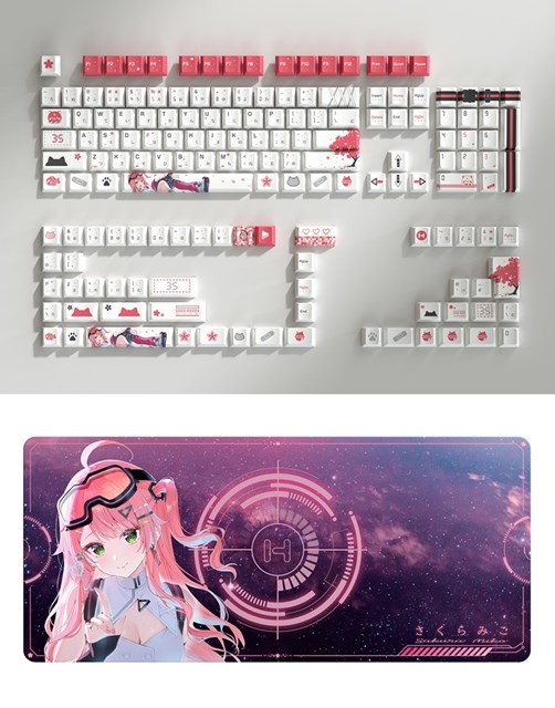 HYTE Sakura Miko Keycap + Mouse Pad White ※ホロライブ所属「さくらみこ」限定コラボレーションモデル 5月15日正午（12：00）予約開始。2026年秋 出荷予定 ※この商品の支払い方法は「銀行振込」のみとさせて頂きます。