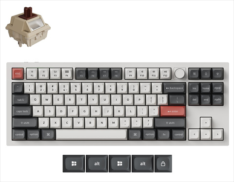 Q3U-P3-US Keychron Q3 Ultra 8K ワイヤレスカスタムメカニカルキーボード - RGB - US配列 - ホワイト / Keychron Silk POMスイッチ（ホットスワップ）茶軸