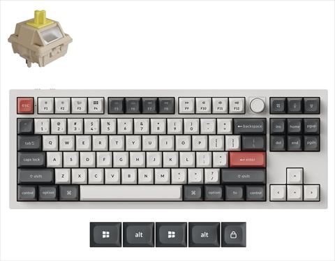 Q3U-P4-US Keychron Q3 Ultra 8K ワイヤレスカスタムメカニカルキーボード - RGB - US配列 - ホワイト / Keychron Silk POMスイッチ（ホットスワップ）バナナ軸