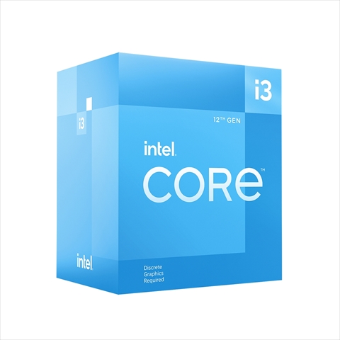 Core i3-12100F  4コア(P-core 4(3.3GHz)/8スレッド/Single P Turbo(4.3GHz)/Smart Cache 12MB/TDP58W ※F型番は内蔵グラフィックスは搭載されておりません。