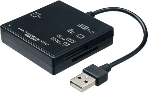 ADR-ML23BKN コンパクトなUSB2.0マルチカードリーダー。ブラック。