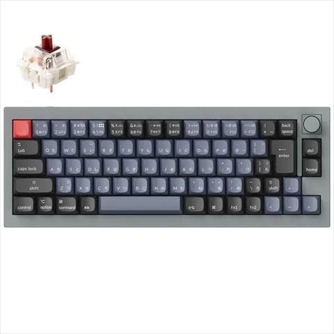 Q2-N3-JIS Keychron Q2 QMK カスタム・メカニカルキーボード　ノブバージョン - JIS配列（テンキーレス）- 組み立て済み / シルバーグレー / Gateron G Proスイッチ（ホットスワップ） 茶軸