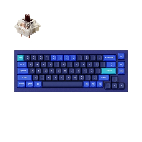 Q2-O3-US Keychron Q2 QMK カスタム・メカニカルキーボード　ノブバージョン - US配列（テンキーレス）- 組み立て済み / ネイビーブルー / Gateron G Proスイッチ（ホットスワップ） 茶軸