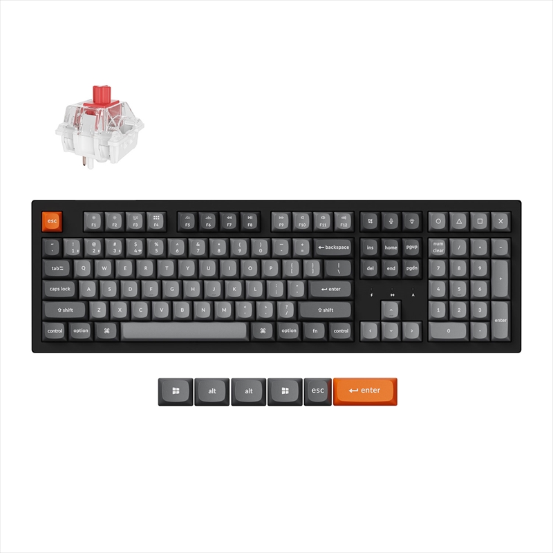 K10M-G1-US K10 Max QMK ワイヤレスカスタム・メカニカルキーボード - WHITE LED - US配列（テンキー付 / フルサイズ） / Keychron Super スイッチ（ホットスワップ）赤軸 / PBTダブルショットキーキャップ
